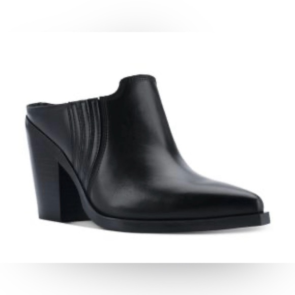 Marc Fisher LTD. Women's Gabbi Block Heel Mules. Black leatherr size 8.5 - Picture 1 of 9